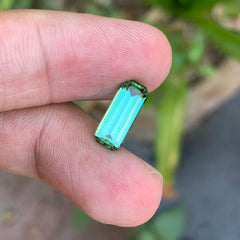 2.50 Carats Bluish Green Tourmaline Natural Loose Emerald Cut Stone From Afghanistan