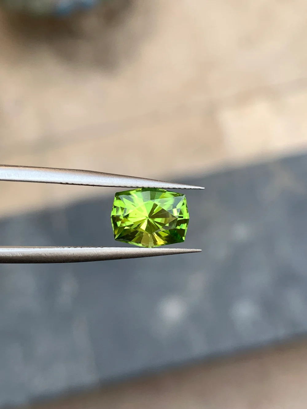 Bright green Octagon cut Peridot gemstone
