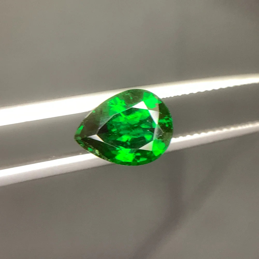 Vivid green Pear Cut Tsavorite Garnet gemstone