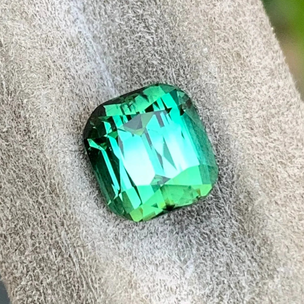 Untreated bluish green tourmaline measuring 7.2 mm