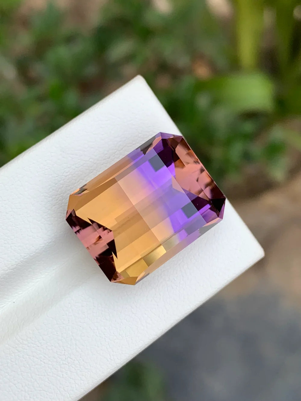 Pixel cut Ametrine with amethyst and citrine color zones