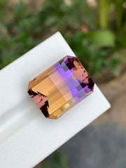 Pixel cut Ametrine with amethyst and citrine color zones