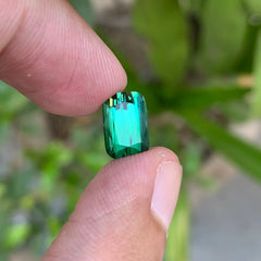 3.45 Carats Natural Bluish Green Tourmaline Cushion Shape Loupe Clean Stone