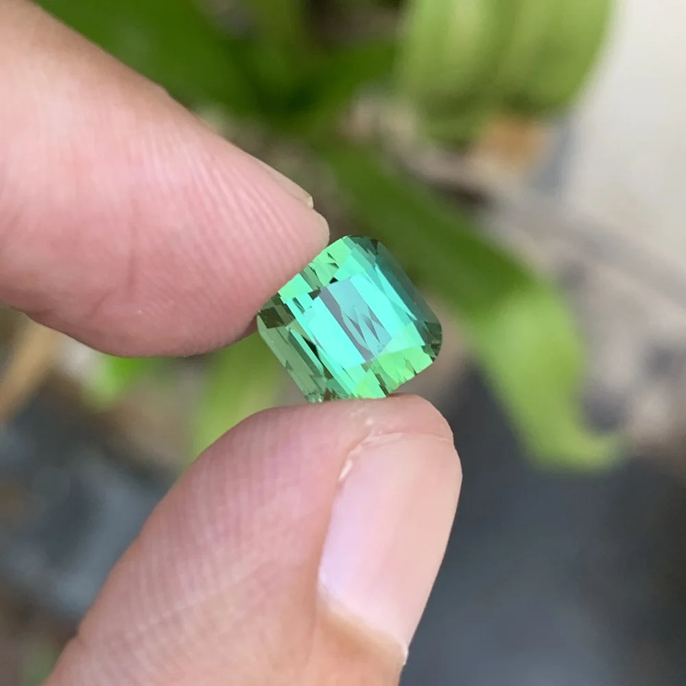 3.50 Ct Bluish Green Tourmaline – Cushion Cut Loose Gemstone