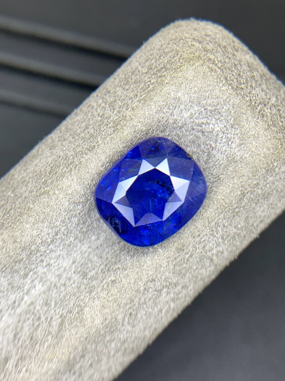 GIL certified royal blue sapphire cushion cut gemstone