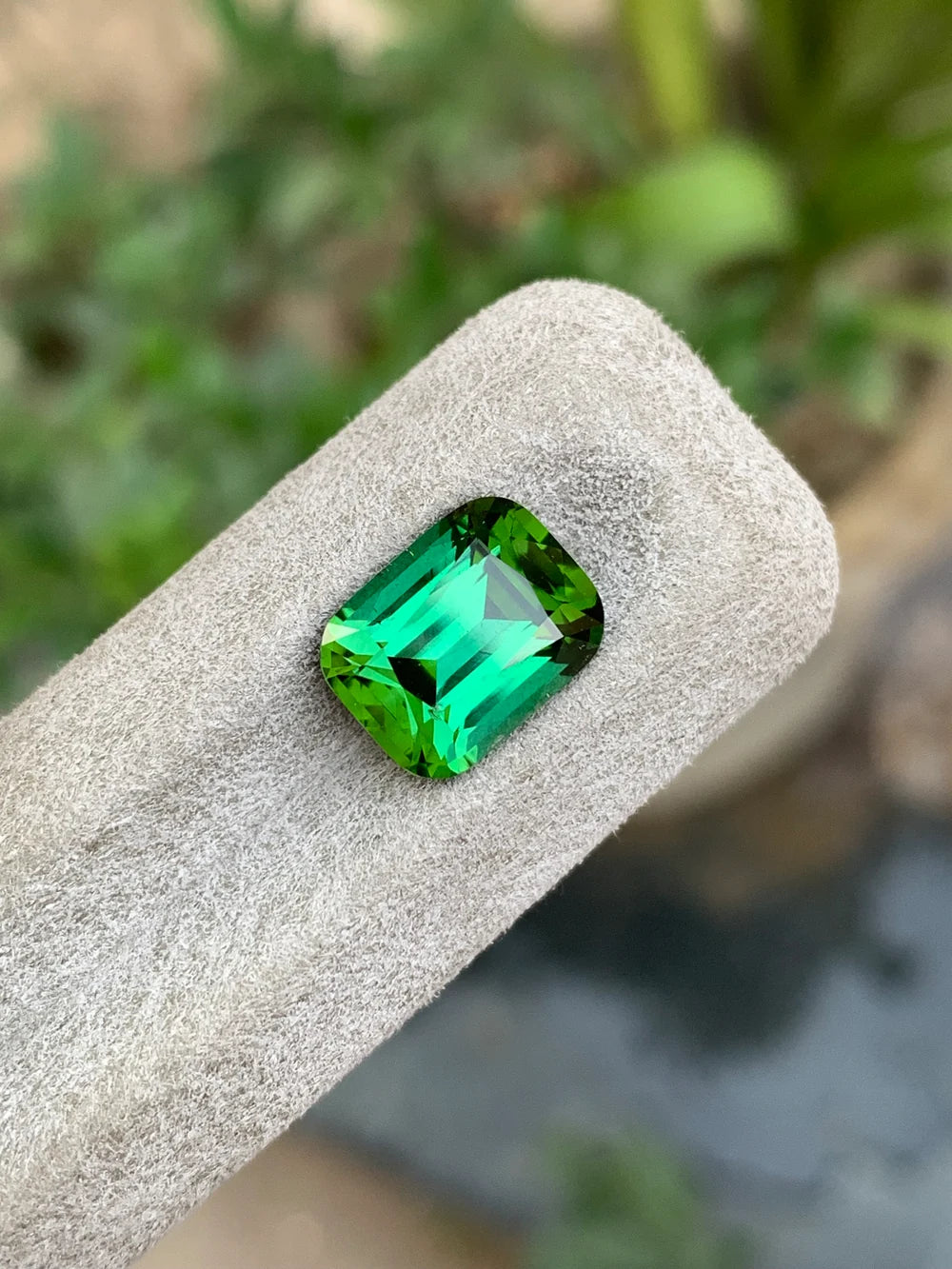 4.65 carat Green Tourmaline Cushion cut Afghan gemstone