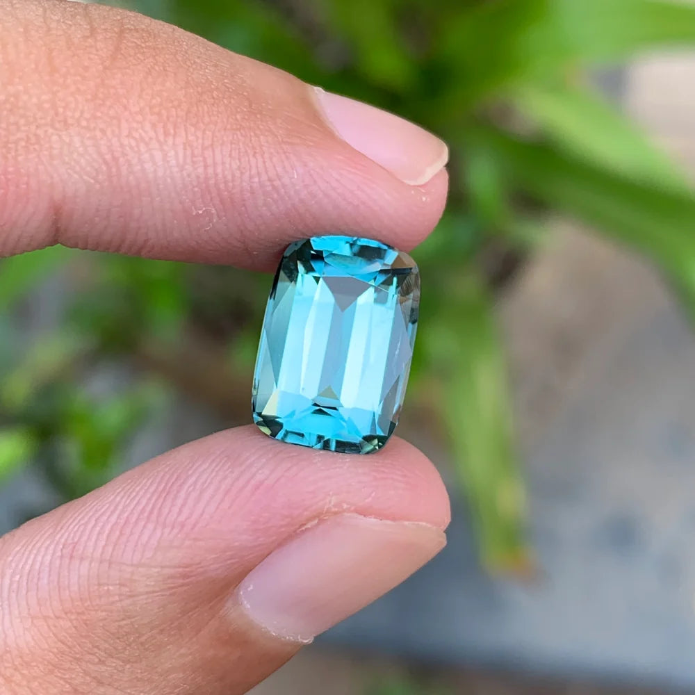 Blue seafoam Cushion cut Tourmaline loose gemstone