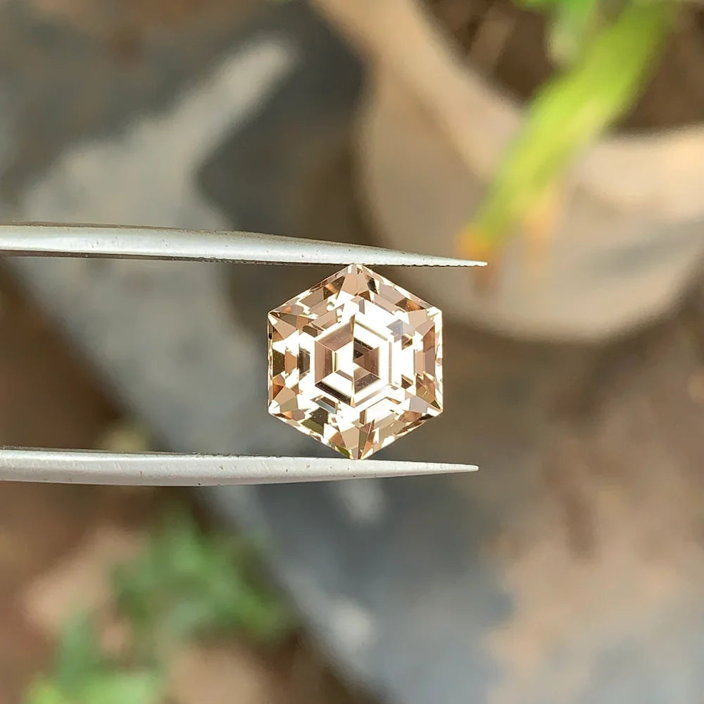 7.60 Carats Natural Imperial Topaz - Hexagonal Cut Golden Topaz From Katlang