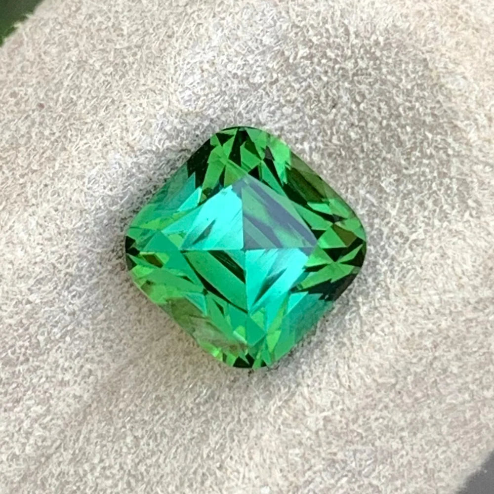 Afghan green tourmaline gemstone measuring 6.2 mm
