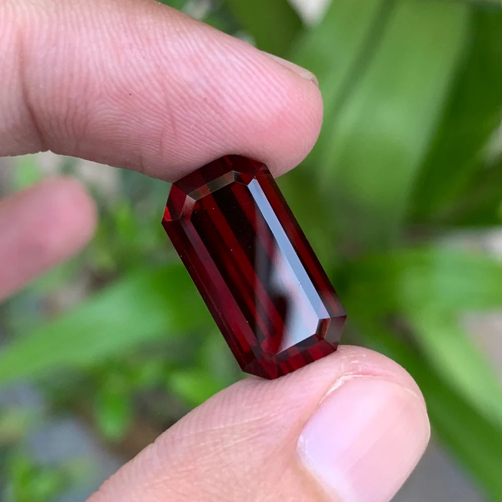 14.20 Ct Deep Red Rhodolite Garnet | Emerald Cut January Birthstone