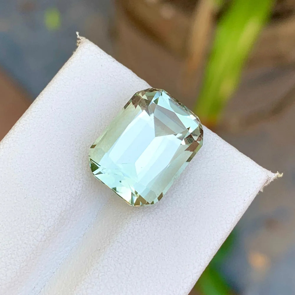 10.75 Ct Green Amethyst Gemstone – Cushion Cut Loose Stone