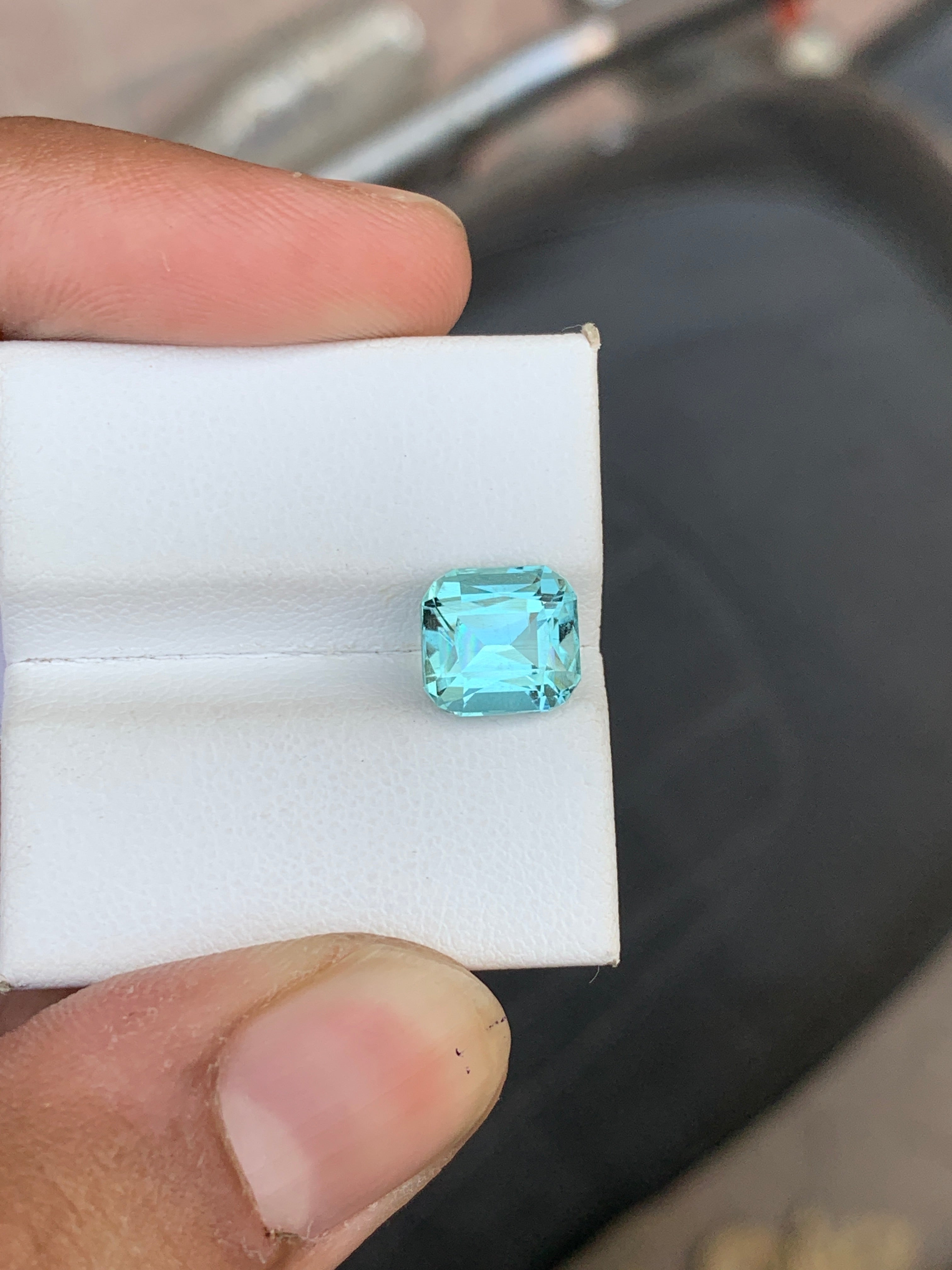 3.70 Carat Seafoam Blue Tourmaline Cushion Cut – Natural Aqua Blue Afghan Tourmaline