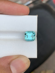 3.70 Carat Seafoam Blue Tourmaline Cushion Cut – Natural Aqua Blue Afghan Tourmaline