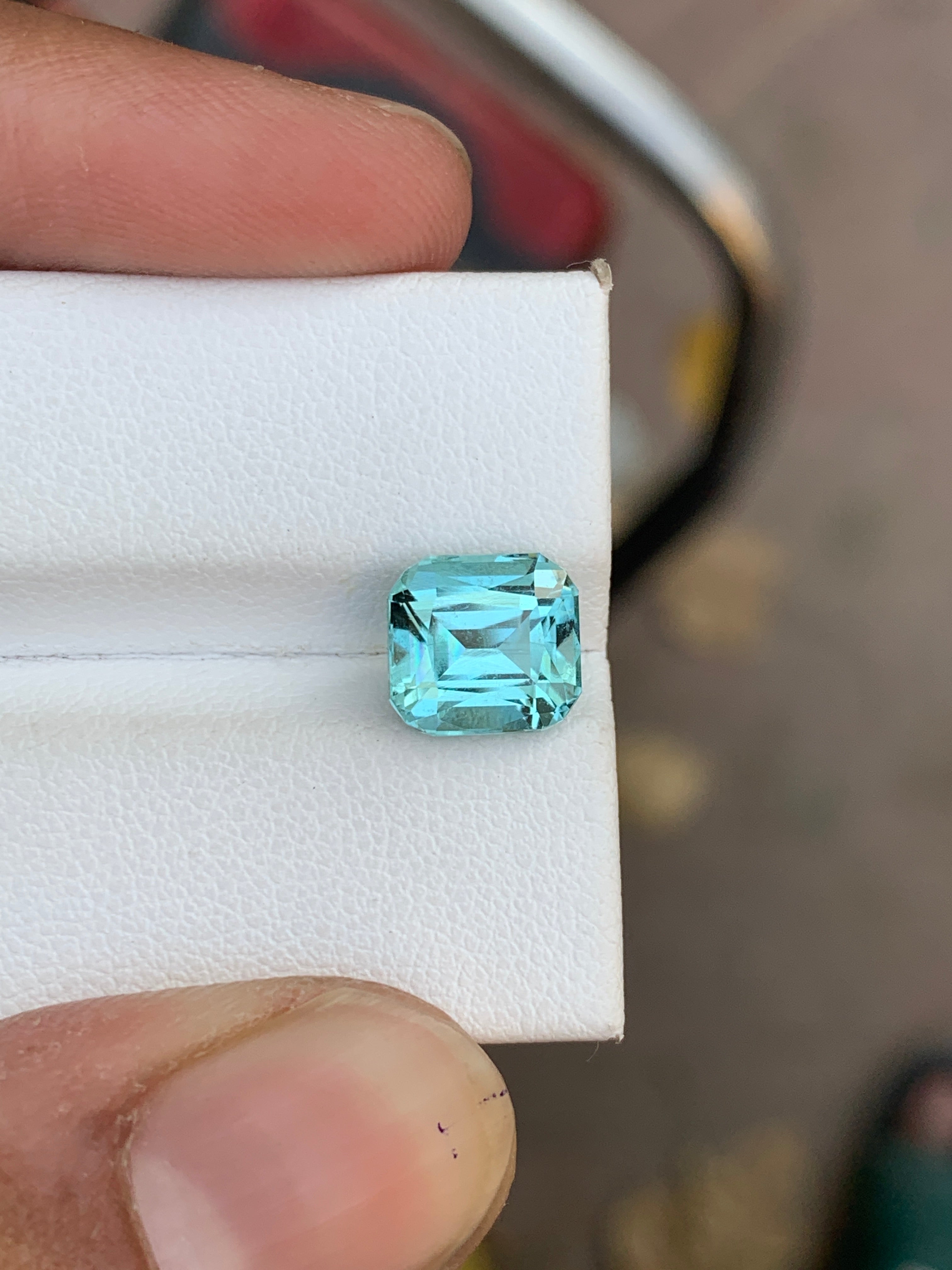 3.70 Carat Seafoam Blue Tourmaline Cushion Cut – Natural Aqua Blue Afghan Tourmaline