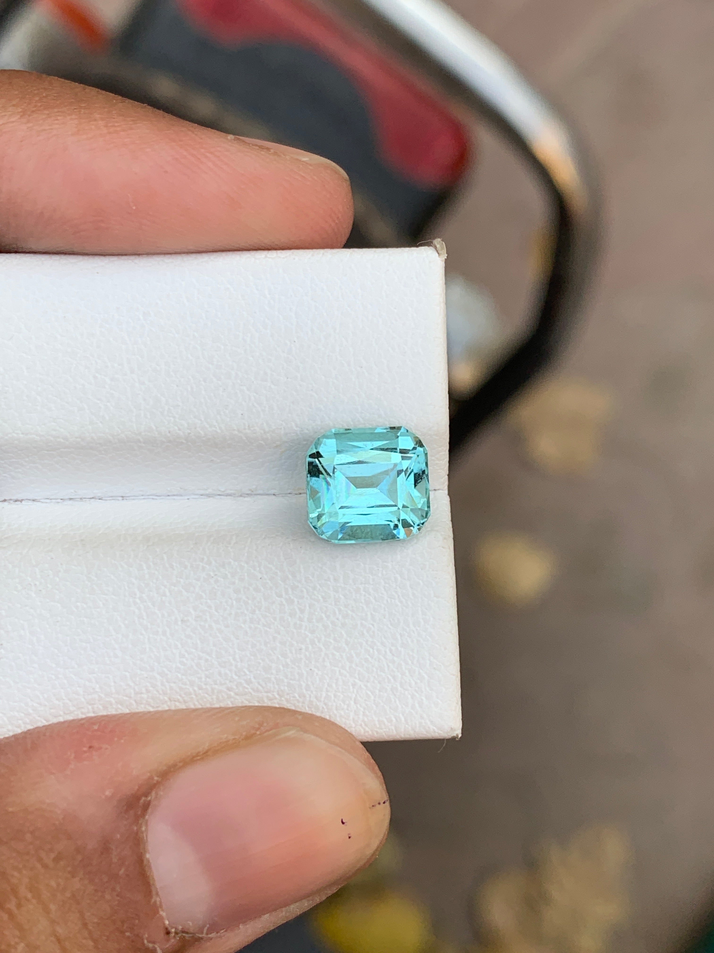 3.70 Carat Seafoam Blue Tourmaline Cushion Cut – Natural Aqua Blue Afghan Tourmaline