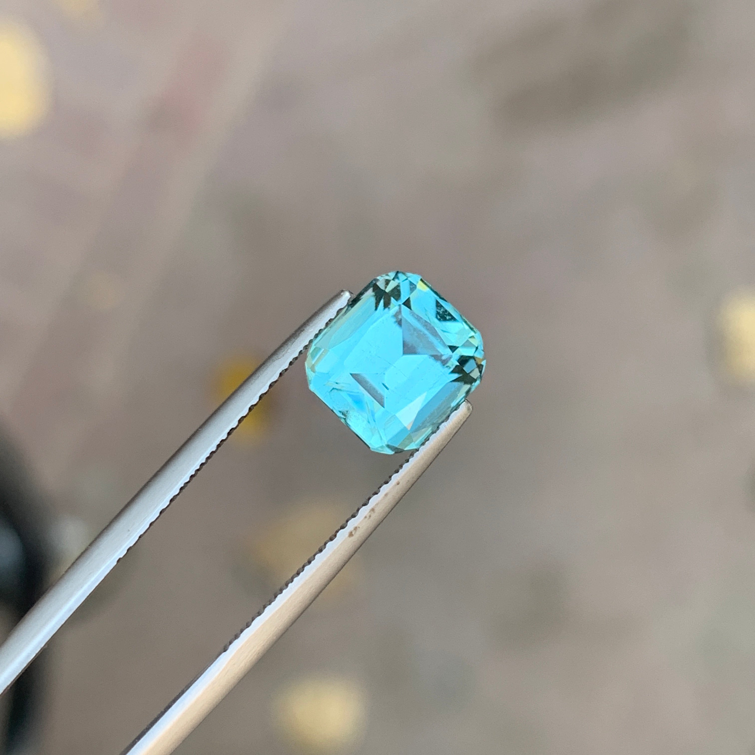 3.70 Carat Seafoam Blue Tourmaline Cushion Cut – Natural Aqua Blue Afghan Tourmaline