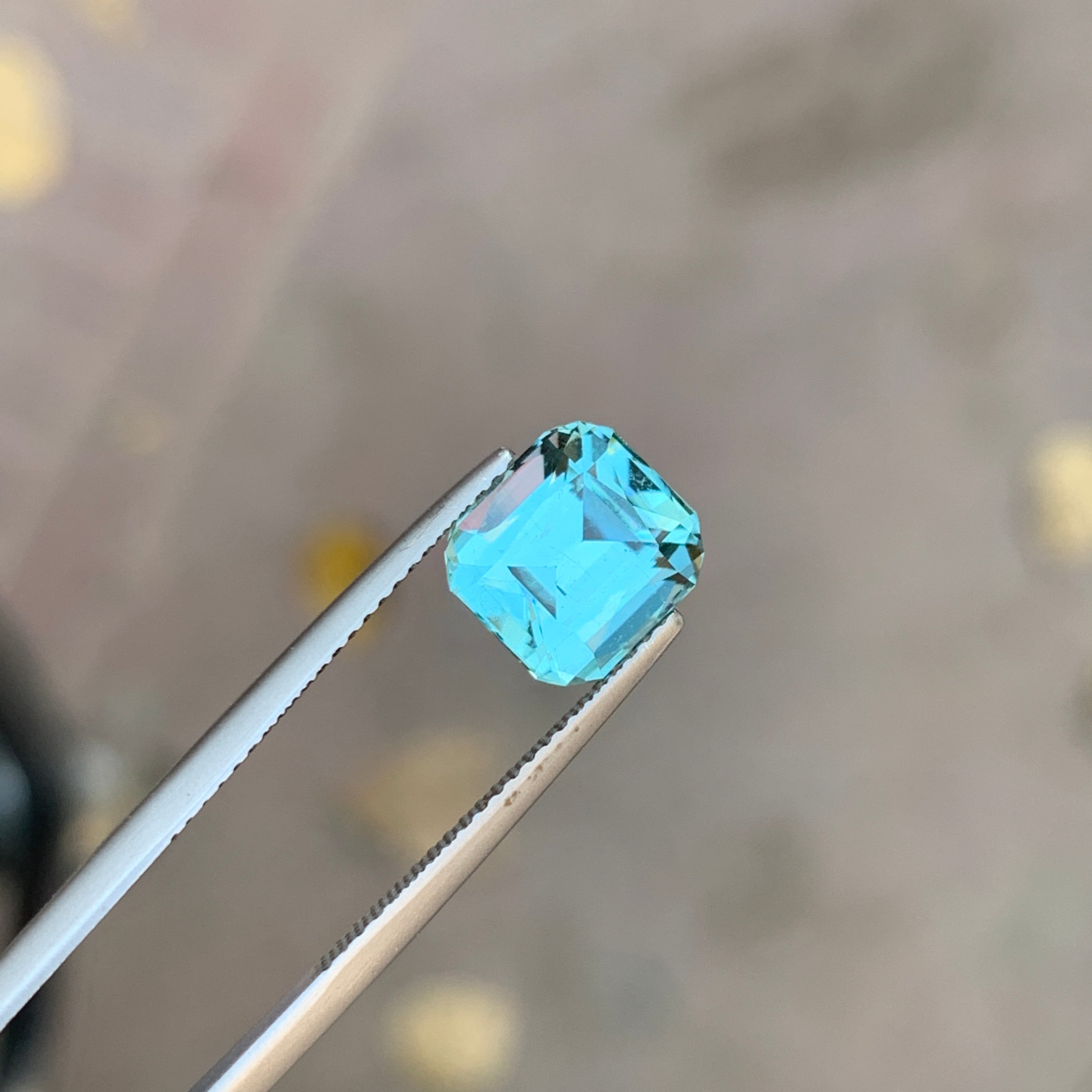 3.70 Carat Seafoam Blue Tourmaline Cushion Cut – Natural Aqua Blue Afghan Tourmaline