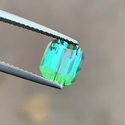 2.20 Carat Blue Green Tourmaline Cushion Cut – Natural Afghan Bluish Green Tourmaline Gemstone