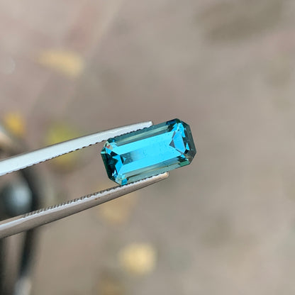 2.85 Carat Seafoam Blue Tourmaline Emerald Cut – Natural Afghan Tourmaline Gemstone