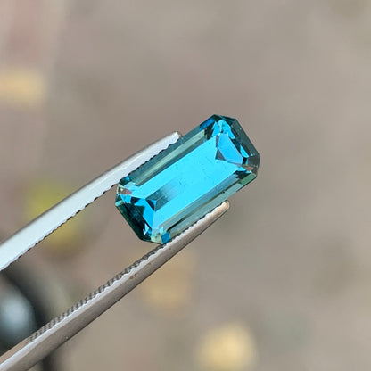 2.85 carat seafoam blue tourmaline emerald cut gemstone