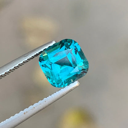 1.80 carat lagoon blue tourmaline cushion cut gemstone