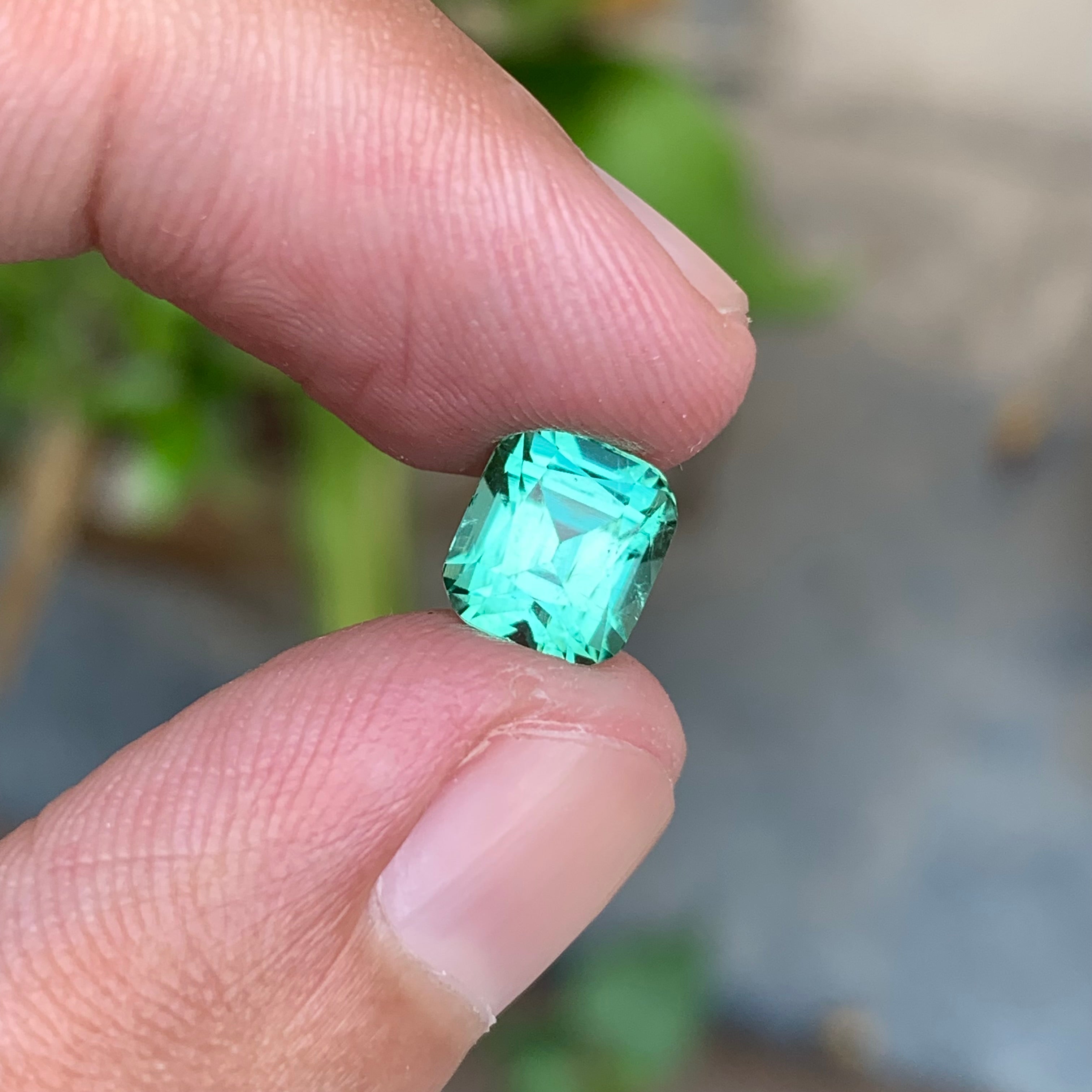 2.45 Carats Cushion Cut Natural Seafoam Tourmaline - Loose Afghan Gemstone
