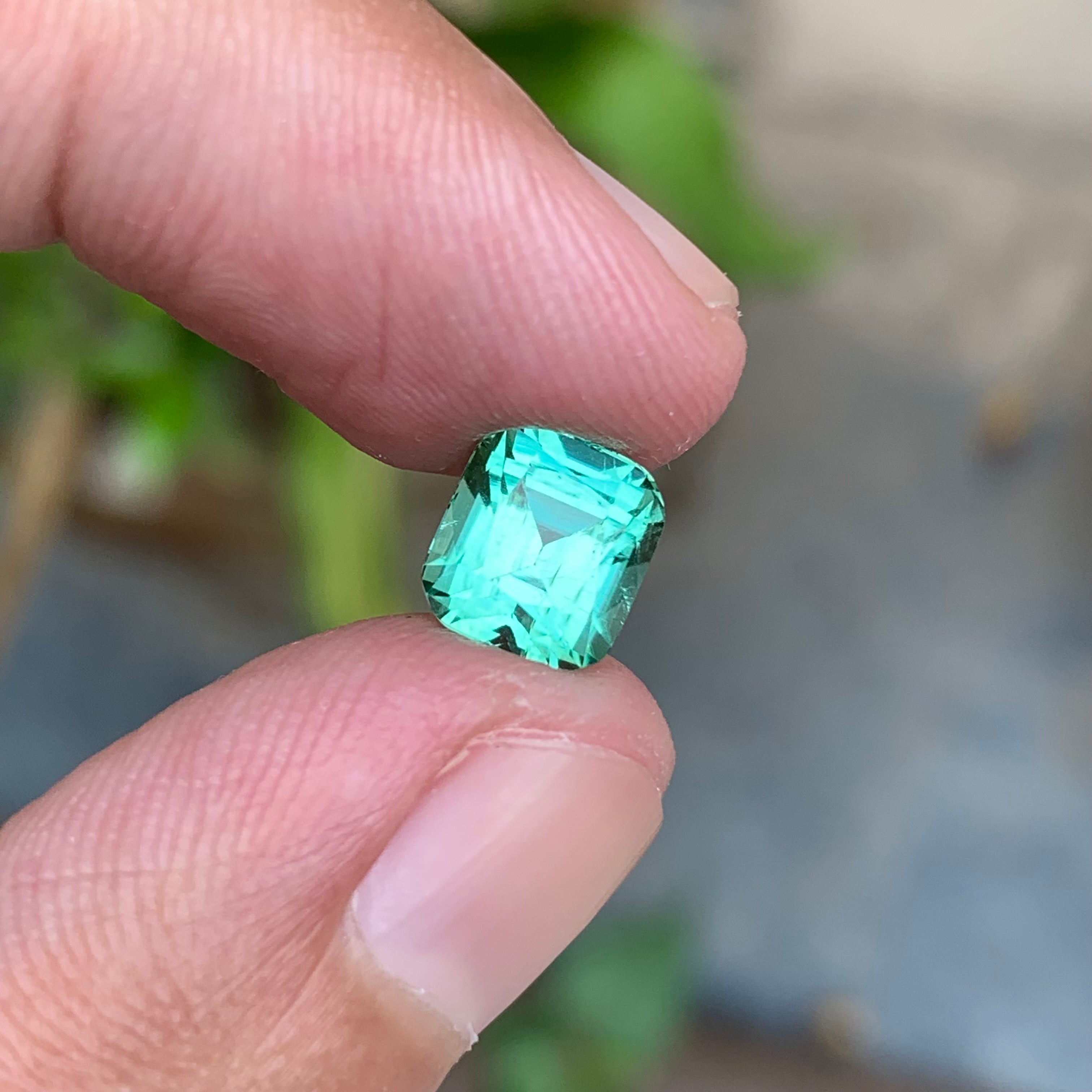 2.45 Carats Cushion Cut Natural Seafoam Tourmaline - Loose Afghan Gemstone