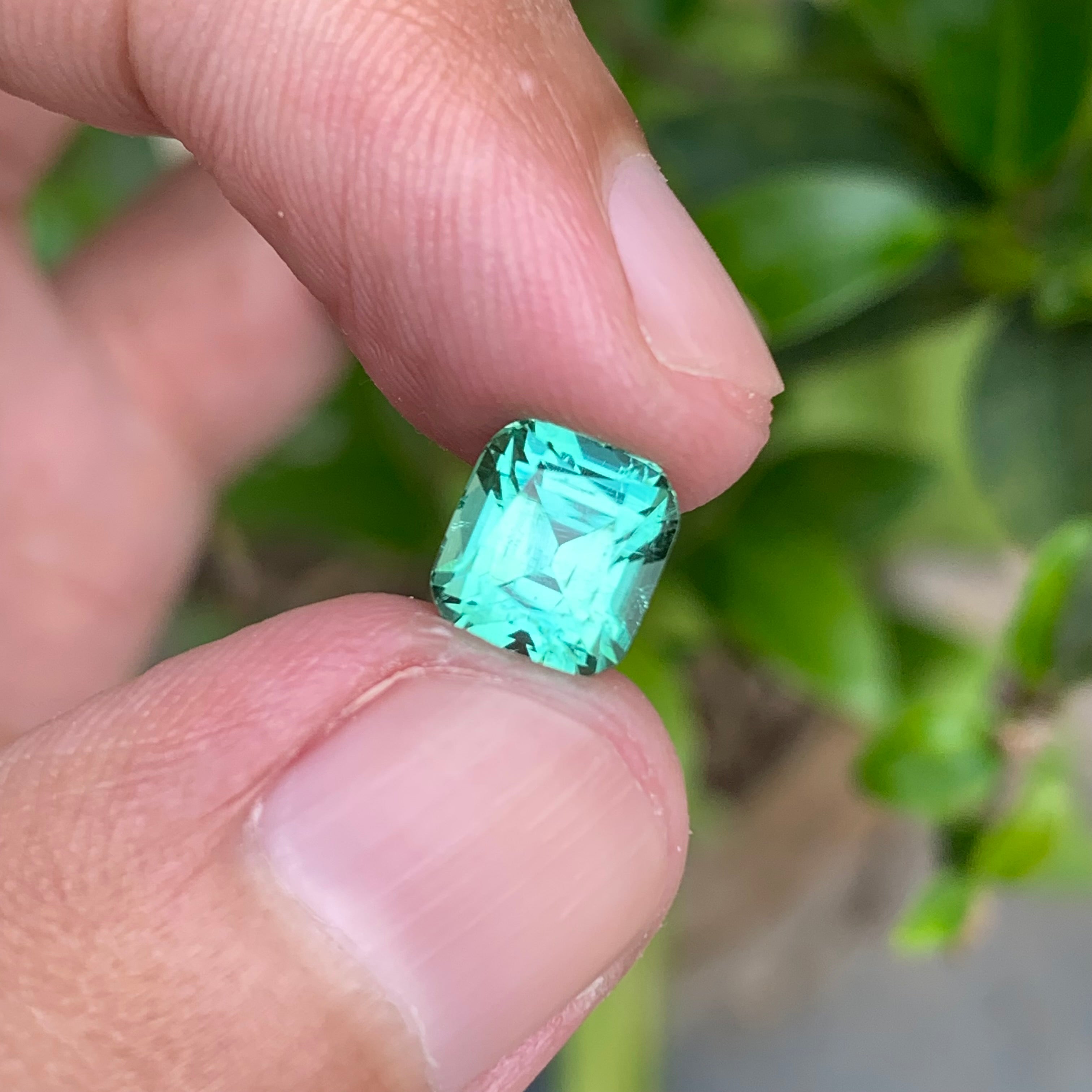 2.45 Carats Cushion Cut Natural Seafoam Tourmaline - Loose Afghan Gemstone
