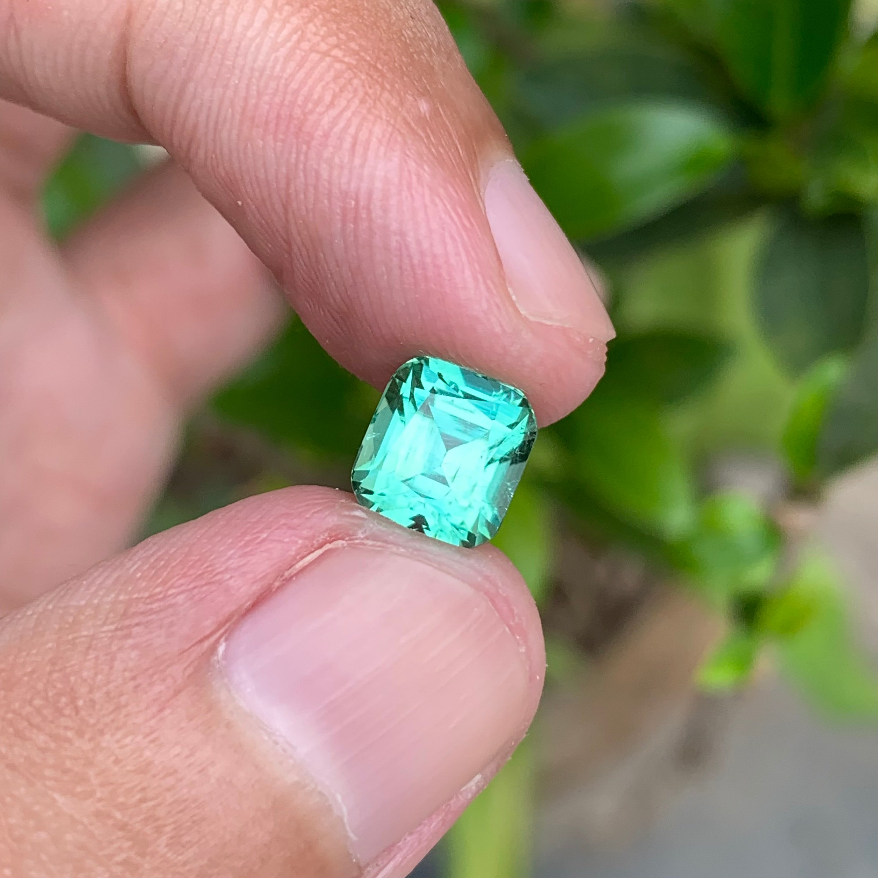 2.45 Carats Cushion Cut Natural Seafoam Tourmaline - Loose Afghan Gemstone