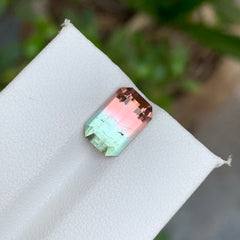 3.70 Carats Bicolor Tourmaline Emerald Cut - Loose Afghan Multicolor Gemstone