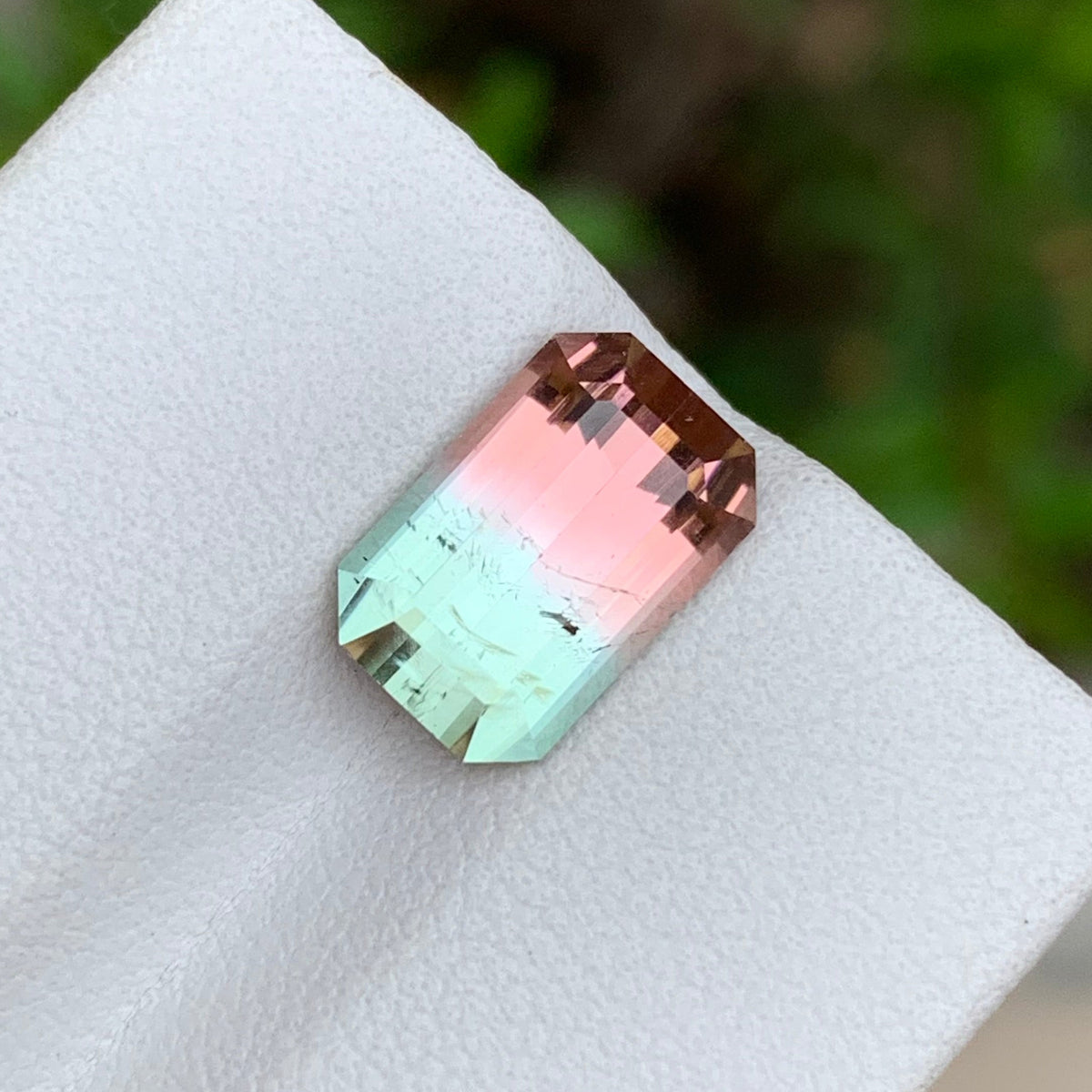3.70 Carats Bicolor Tourmaline Emerald Cut - Loose Afghan Multicolor Gemstone