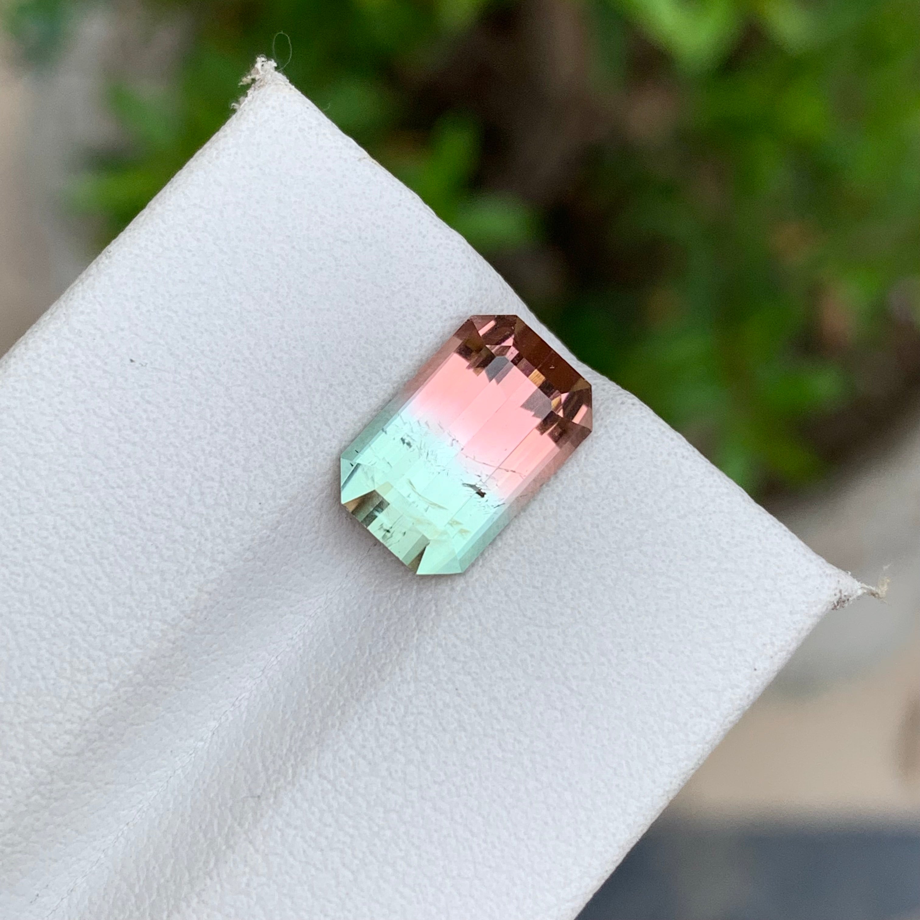 3.70 Carats Bicolor Tourmaline Emerald Cut - Loose Afghan Multicolor Gemstone