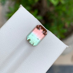 3.70 Carats Bicolor Tourmaline Emerald Cut - Loose Afghan Multicolor Gemstone
