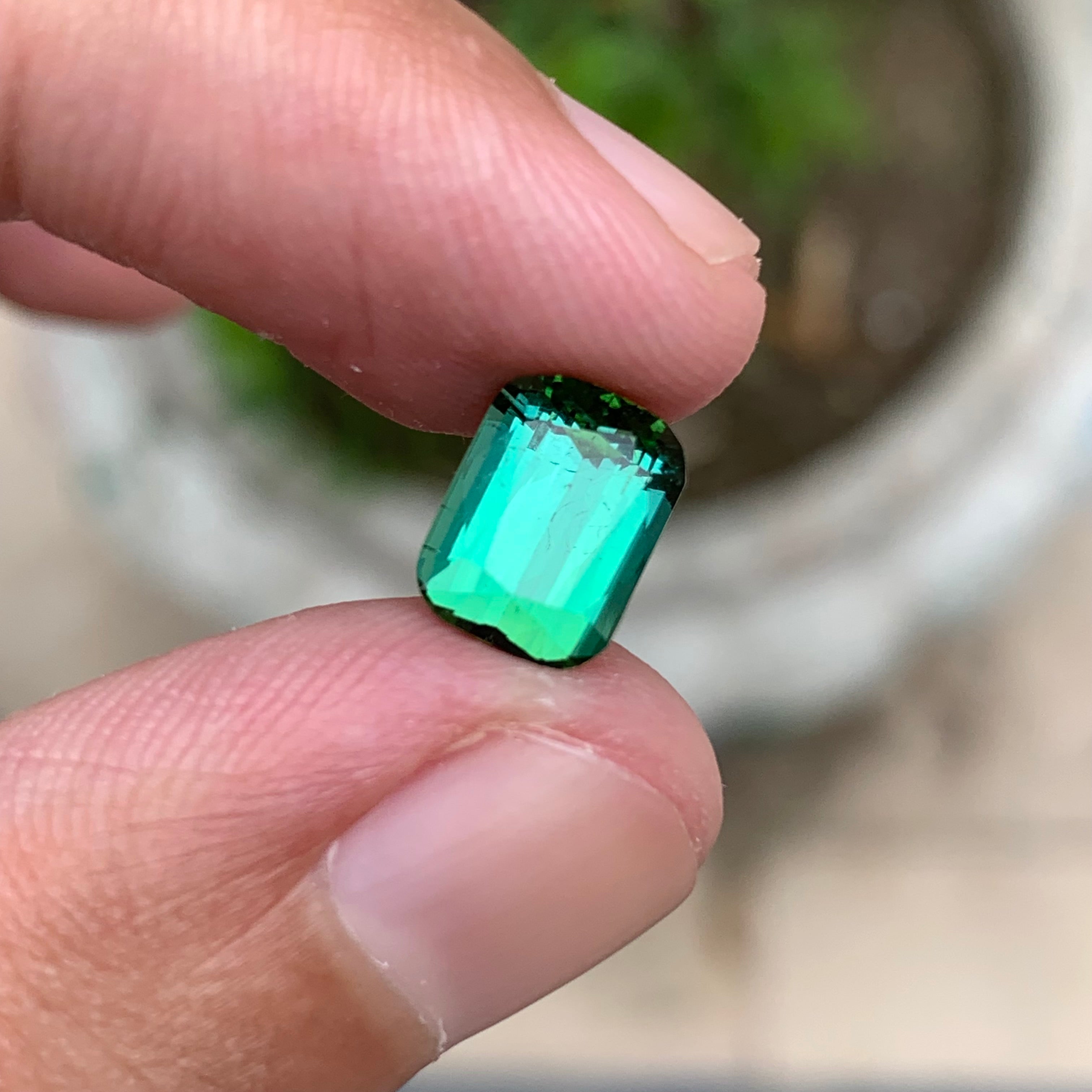 2.45 Carats Bluish Green Tourmaline - Loose Cushion Shape Afghan Stone