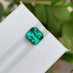 2.35 Carats Bluish Green Tourmaline Cushion Cut - Natural Loose Afghan Gemstone
