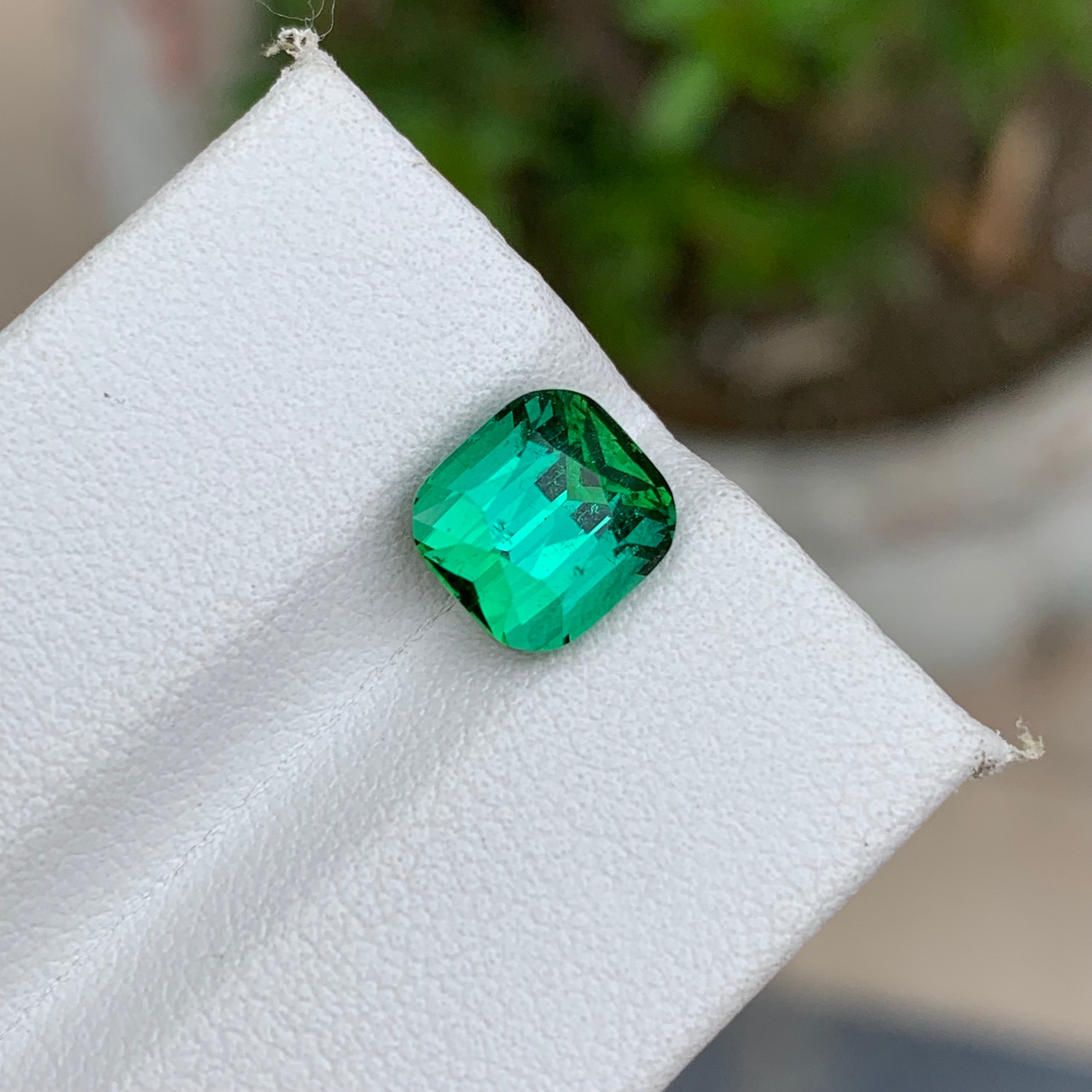 2.85 Carats Bluish Green Tourmaline Cushion Shape - Natural Loose Afghan Gemstone