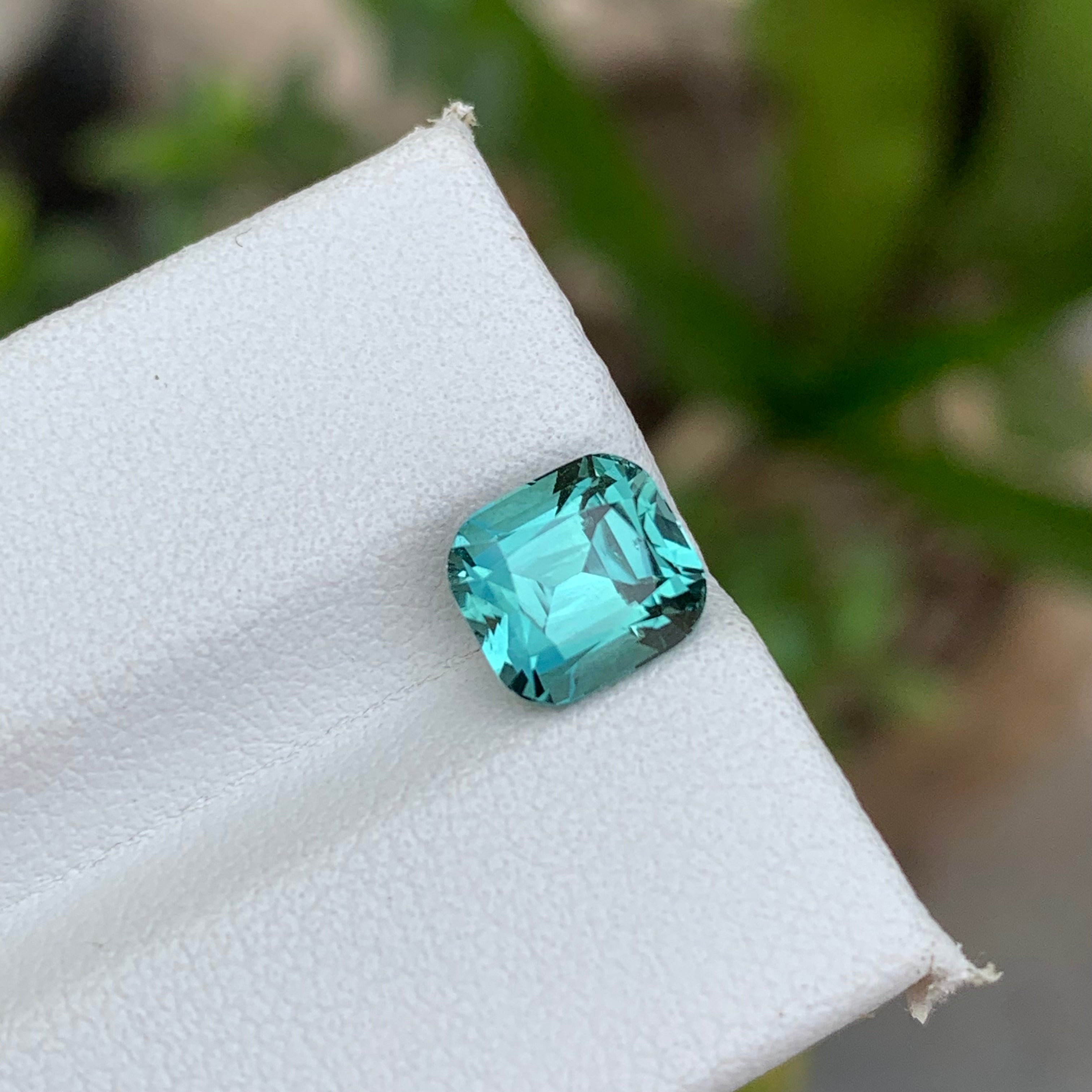 2.35 Carats Cushion Cut Natural Blue Seafoam Tourmaline - Loose Afghan Gemstone For Jewelry
