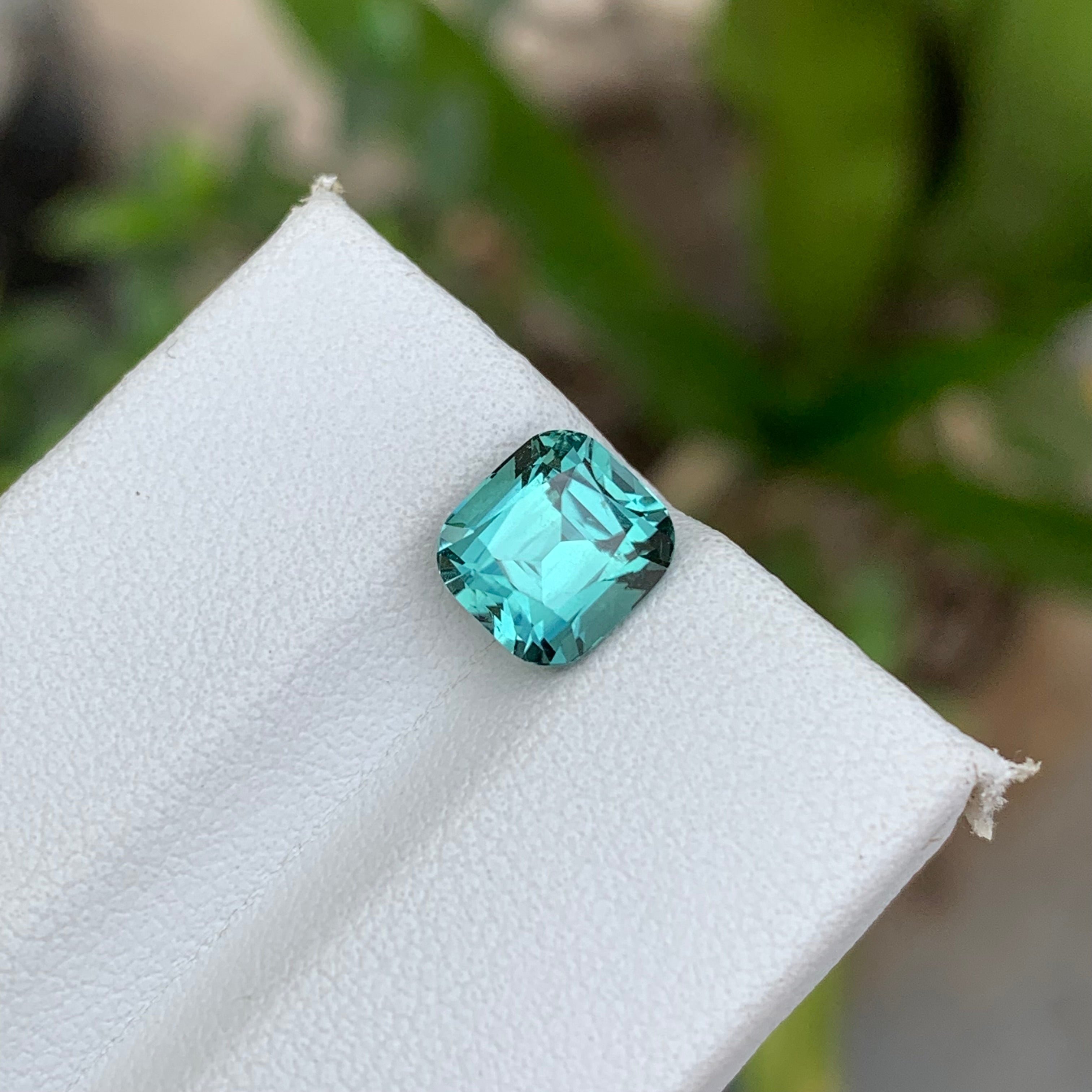 2.35 Carats Cushion Cut Natural Blue Seafoam Tourmaline - Loose Afghan Gemstone For Jewelry