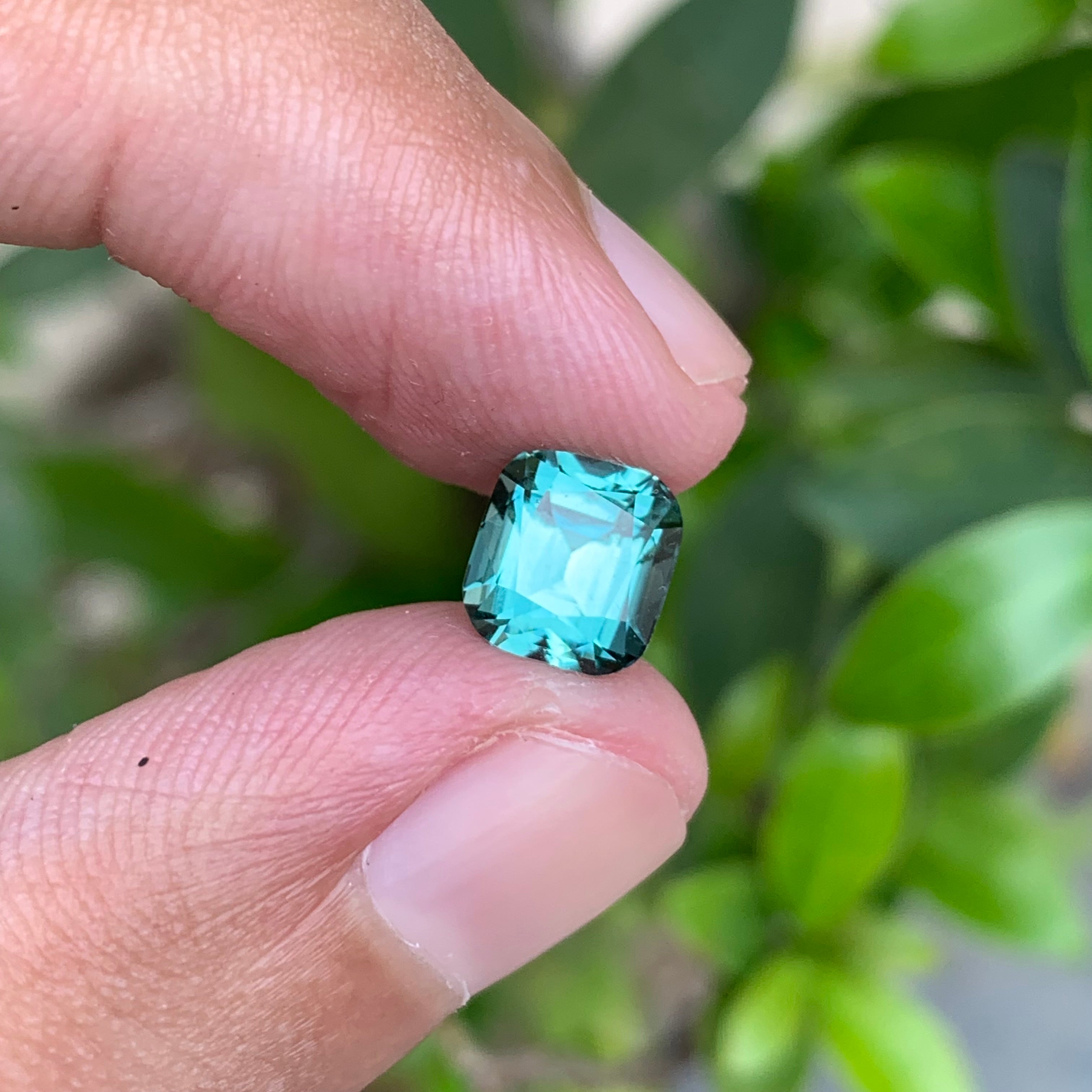 2.35 Carats Cushion Cut Natural Blue Seafoam Tourmaline - Loose Afghan Gemstone For Jewelry