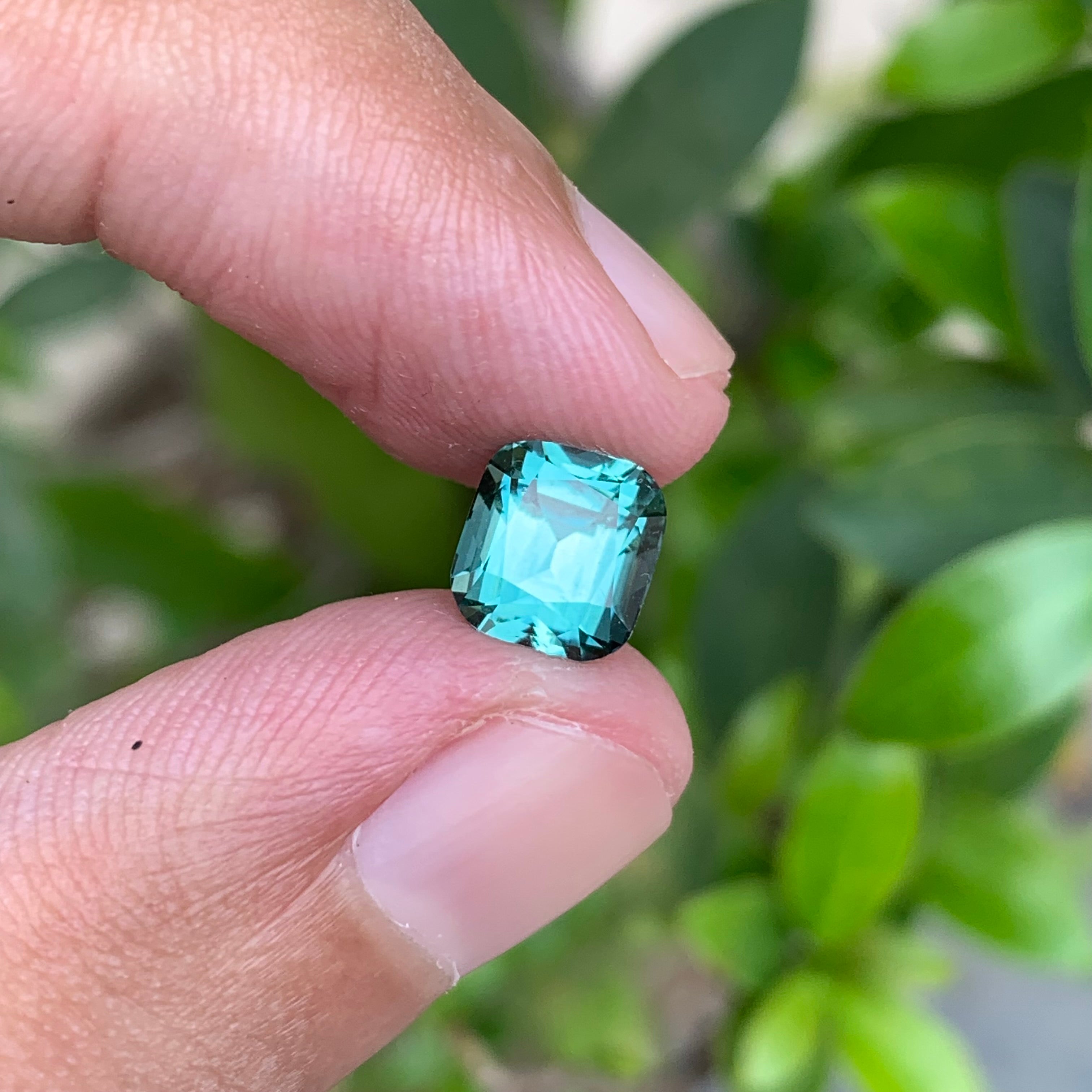 2.35 Carats Cushion Cut Natural Blue Seafoam Tourmaline - Loose Afghan Gemstone For Jewelry