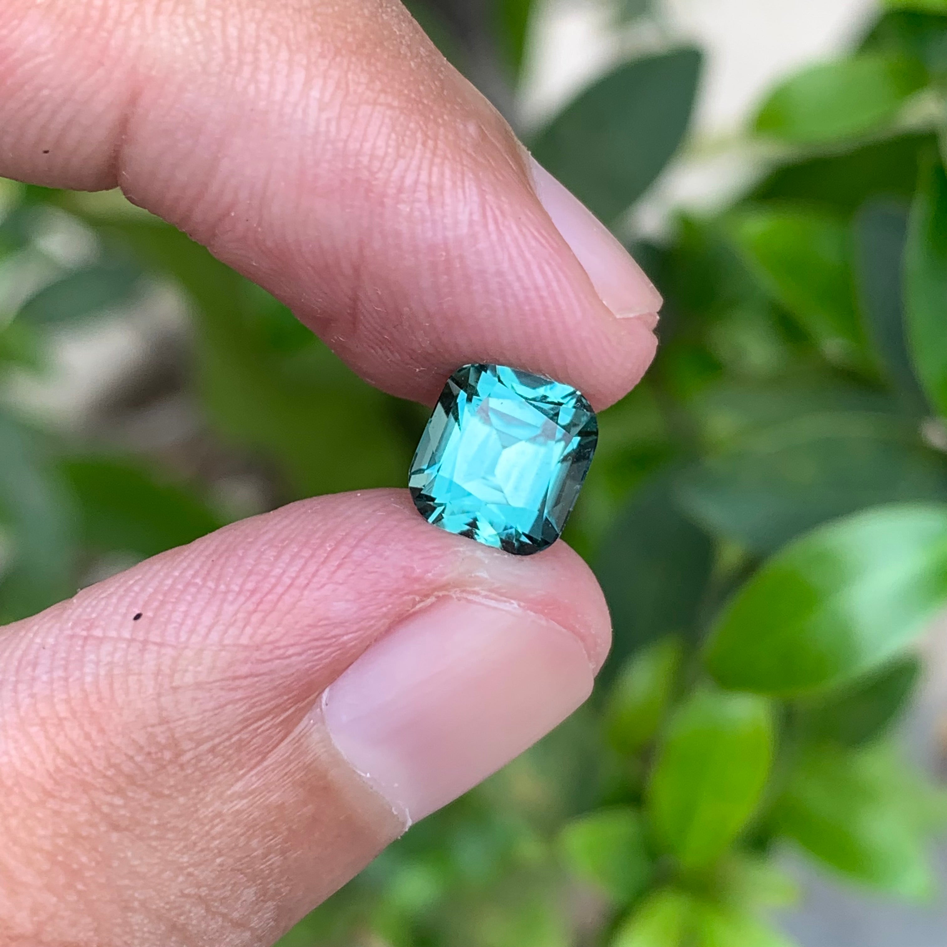 2.35 Carats Cushion Cut Natural Blue Seafoam Tourmaline - Loose Afghan Gemstone For Jewelry