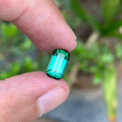2.50 Carats Natural Lagoon Color Tourmaline - Loose Emerald Cut Afghan Gemstone For Rings
