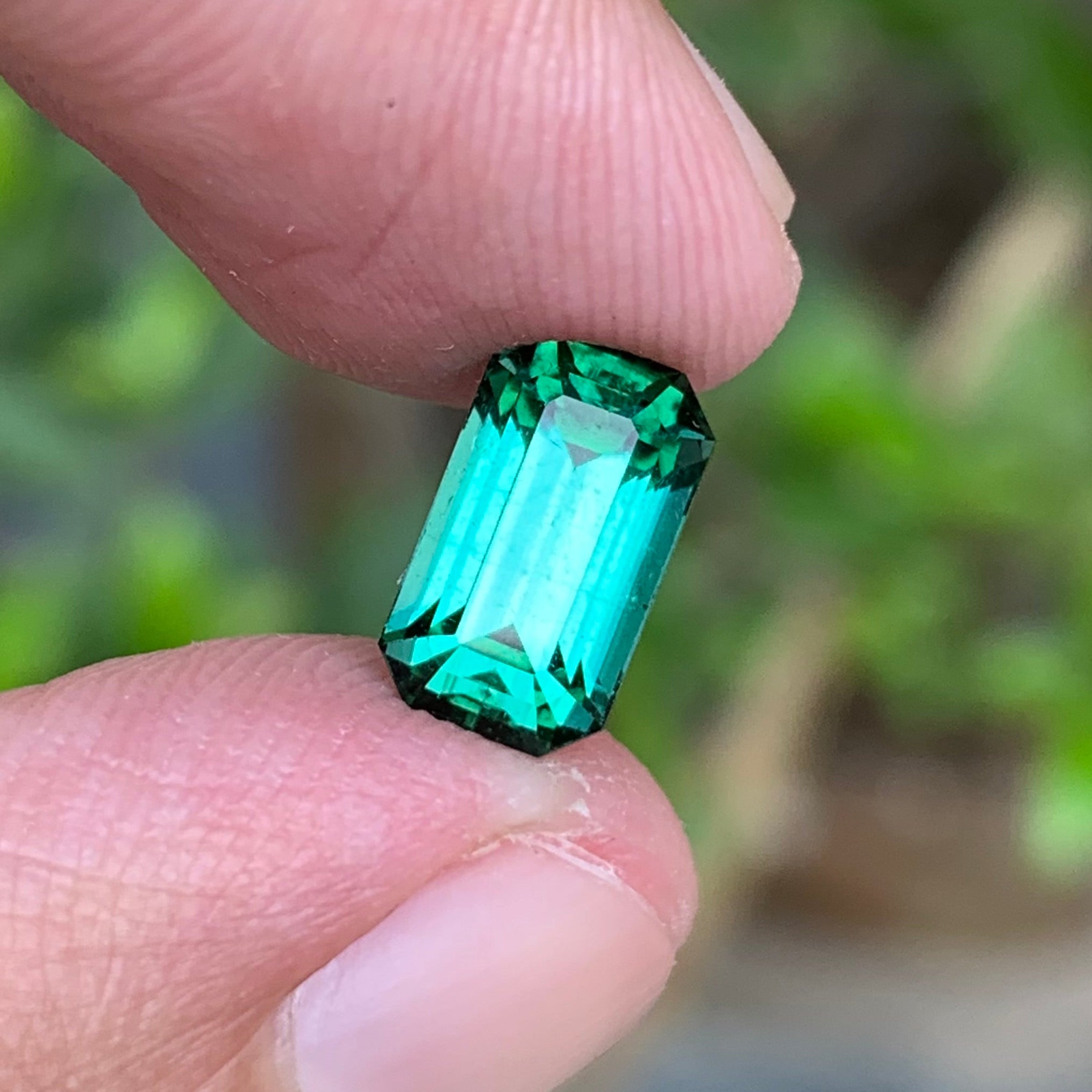 2.50 Carats Natural Lagoon Color Tourmaline - Loose Emerald Cut Afghan Gemstone For Rings