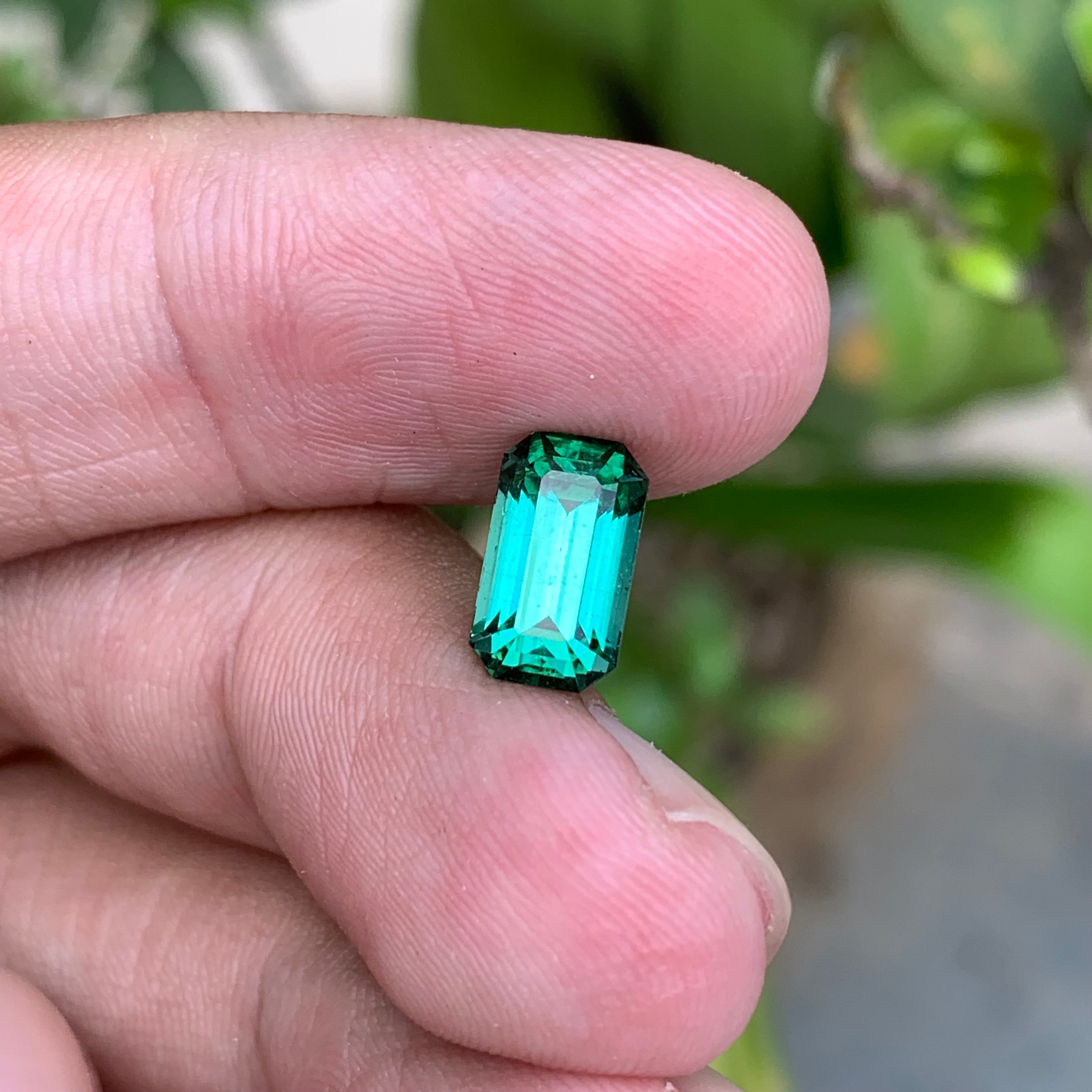 2.50 Carats Natural Lagoon Color Tourmaline - Loose Emerald Cut Afghan Gemstone For Rings