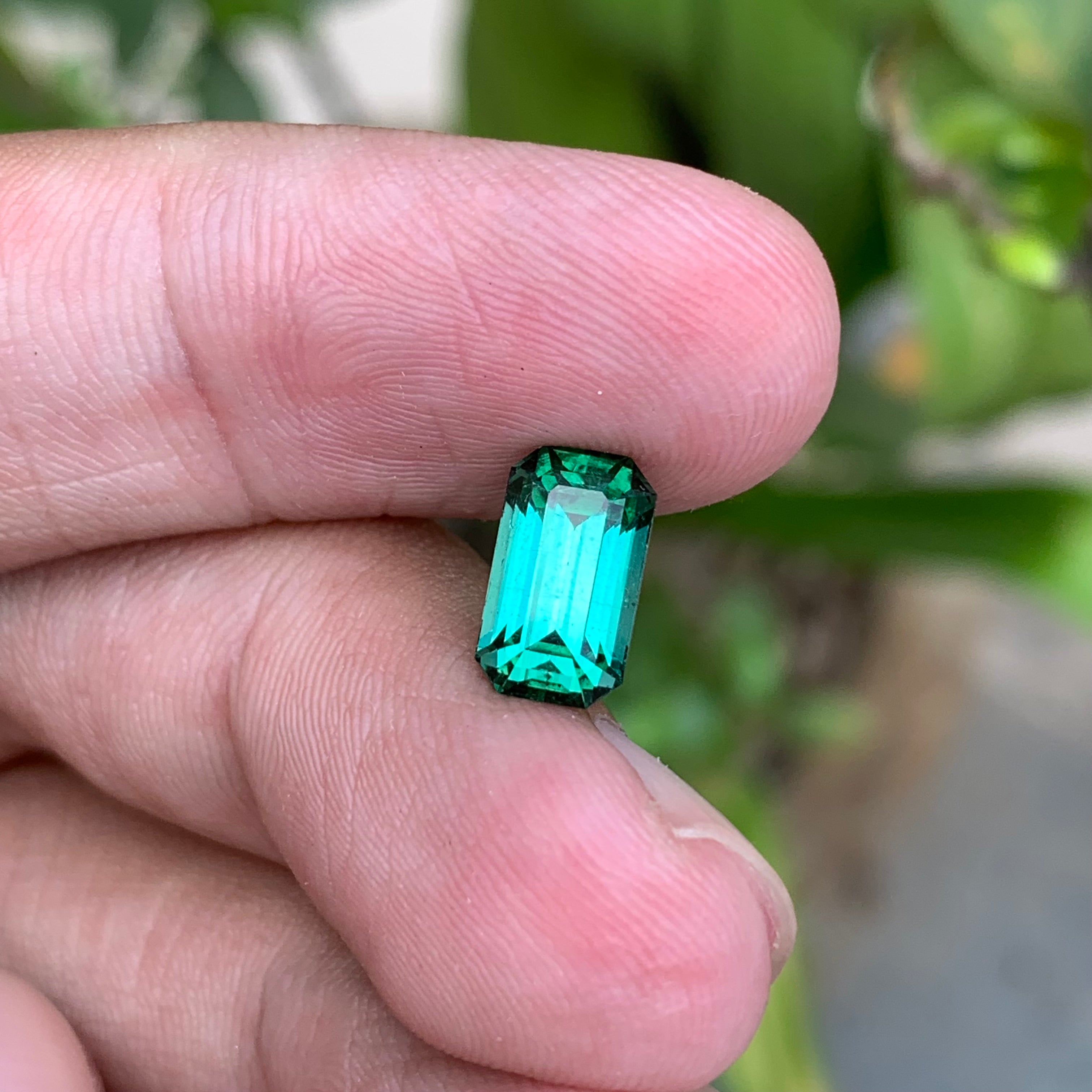 2.50 Carats Natural Lagoon Color Tourmaline - Loose Emerald Cut Afghan Gemstone For Rings