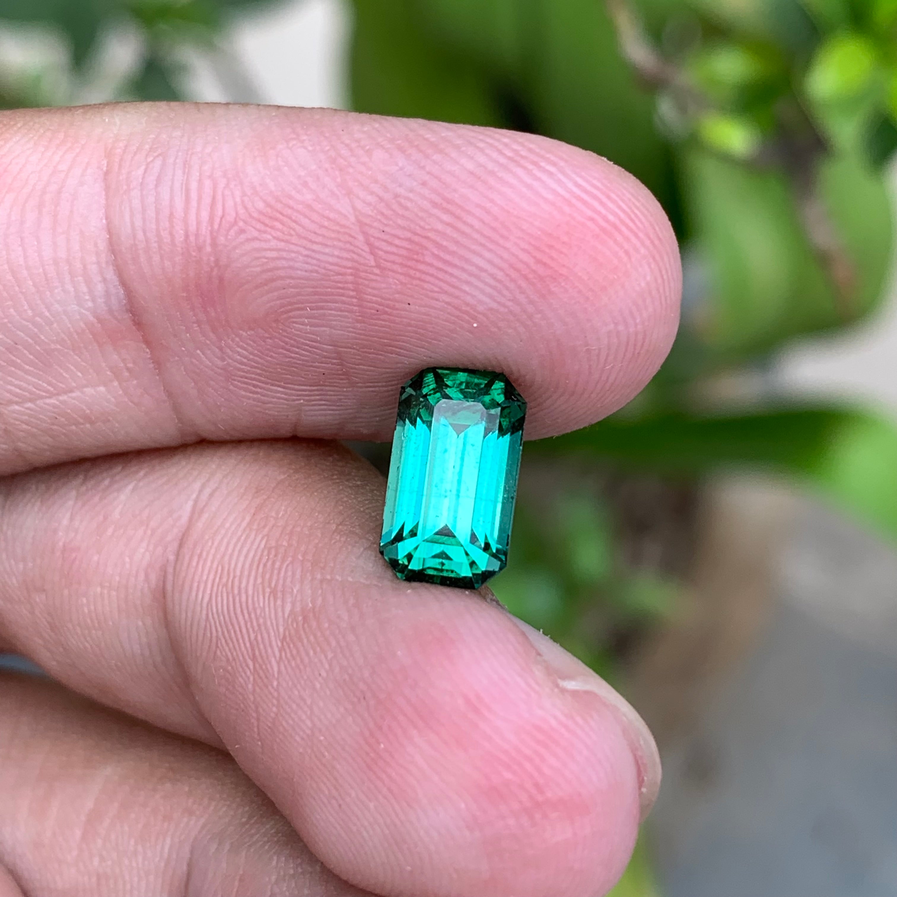 2.50 Carats Natural Lagoon Color Tourmaline - Loose Emerald Cut Afghan Gemstone For Rings