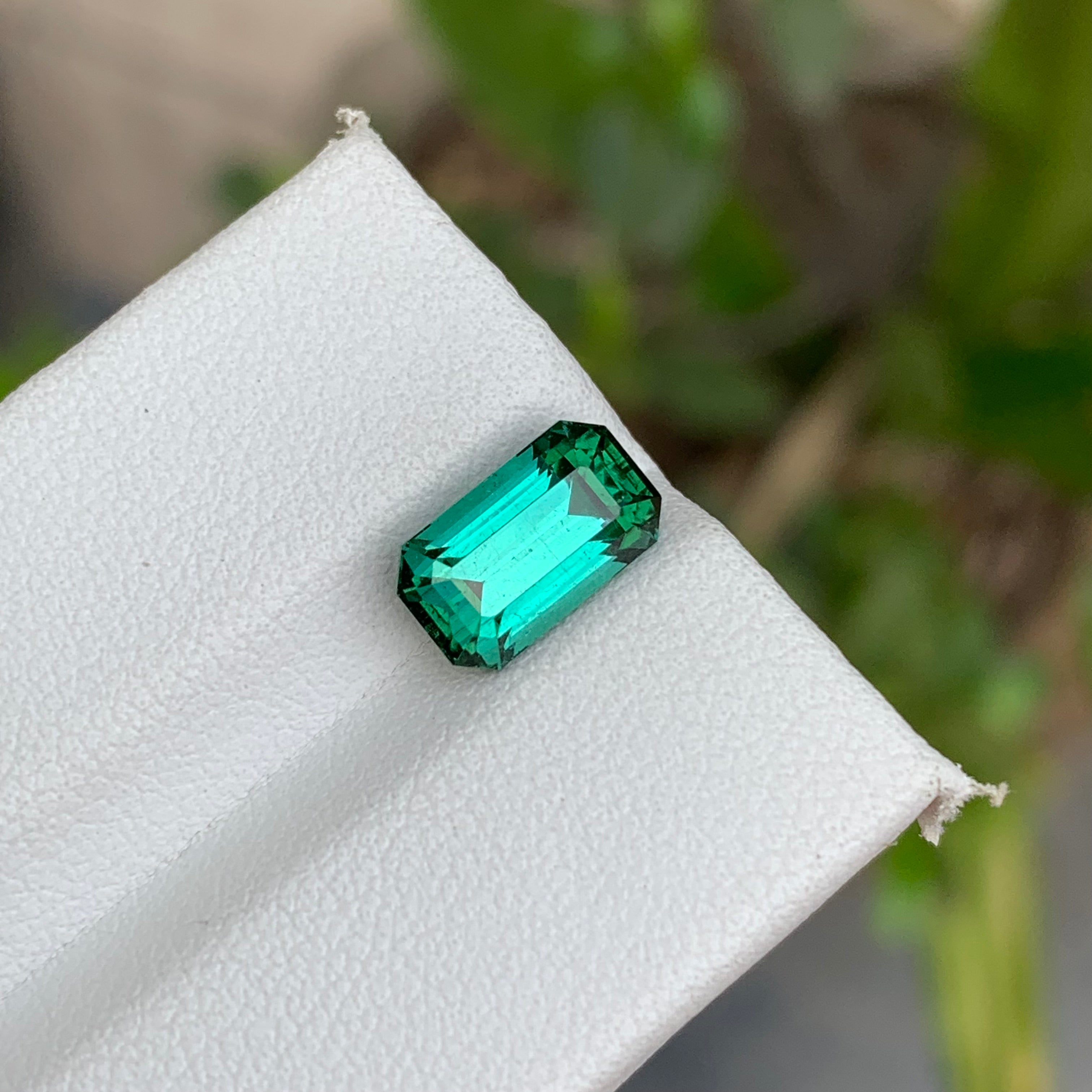 2.50 Carats Natural Lagoon Color Tourmaline - Loose Emerald Cut Afghan Gemstone For Rings