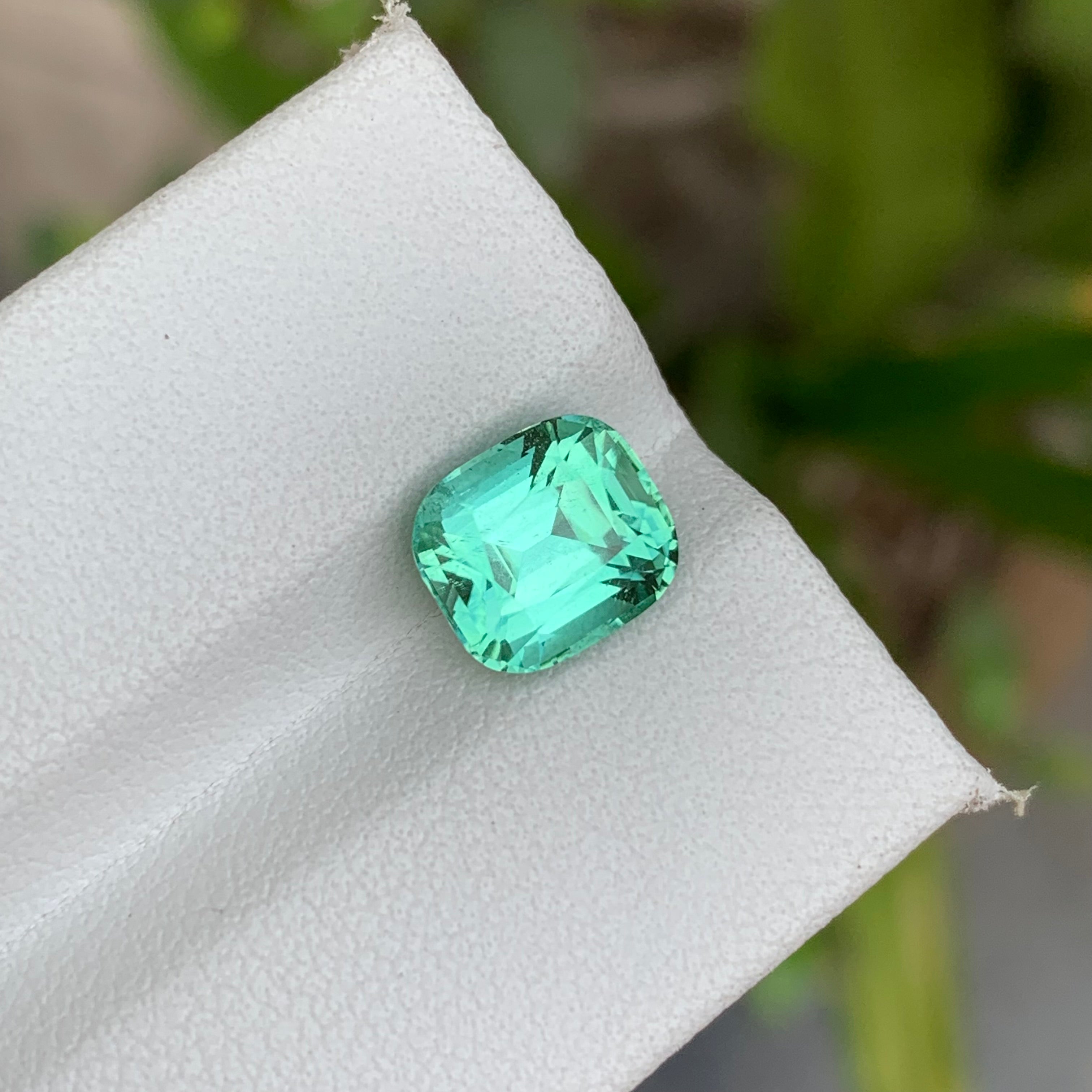 2.65 Carats Natural Cushion Cut Green Seafoam Tourmaline - Loose Afghan Stone For Jewelry Making