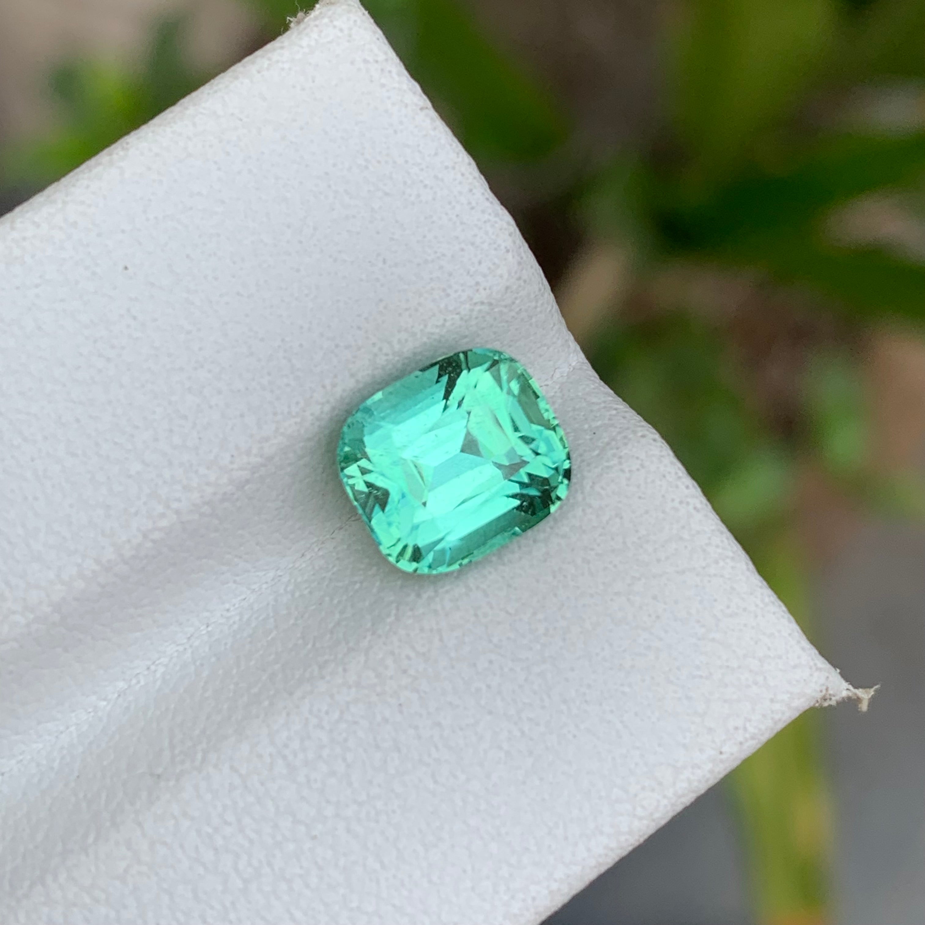 2.65 Carats Natural Cushion Cut Green Seafoam Tourmaline - Loose Afghan Stone For Jewelry Making