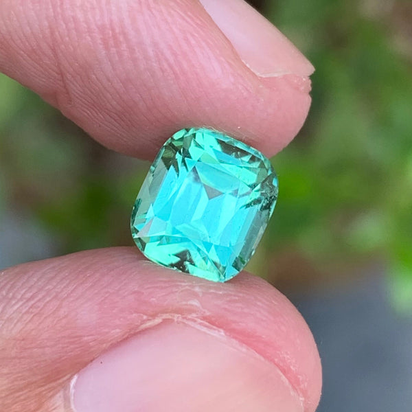 2.65 Carats Natural Cushion Cut Green Seafoam Tourmaline - Loose Afghan Stone For Jewelry Making